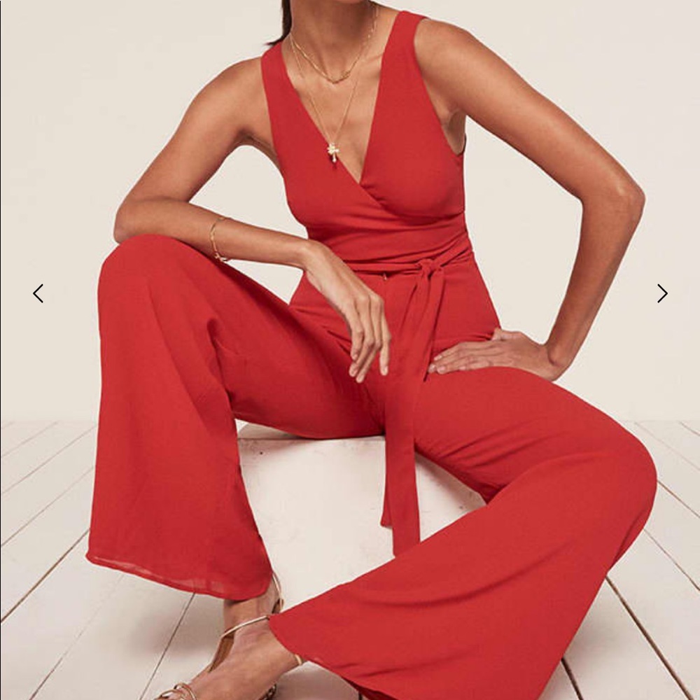 REFORMATION patti jumpsuit in cherry red